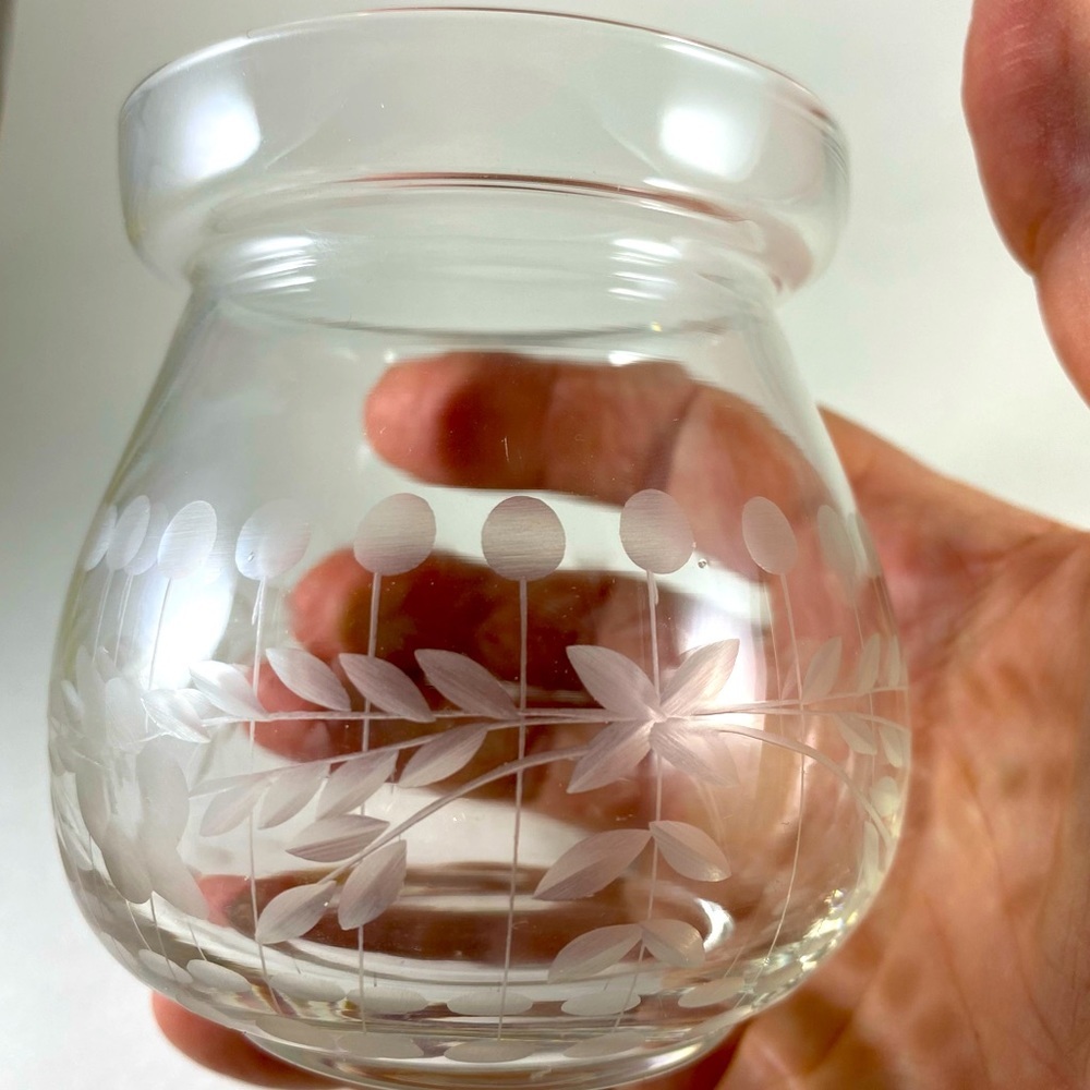 Little etched glass vintage vase